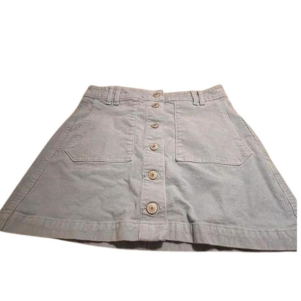 American Eagle Blue Corduroy Button Front Mini Skirt Super Stretch Size 4